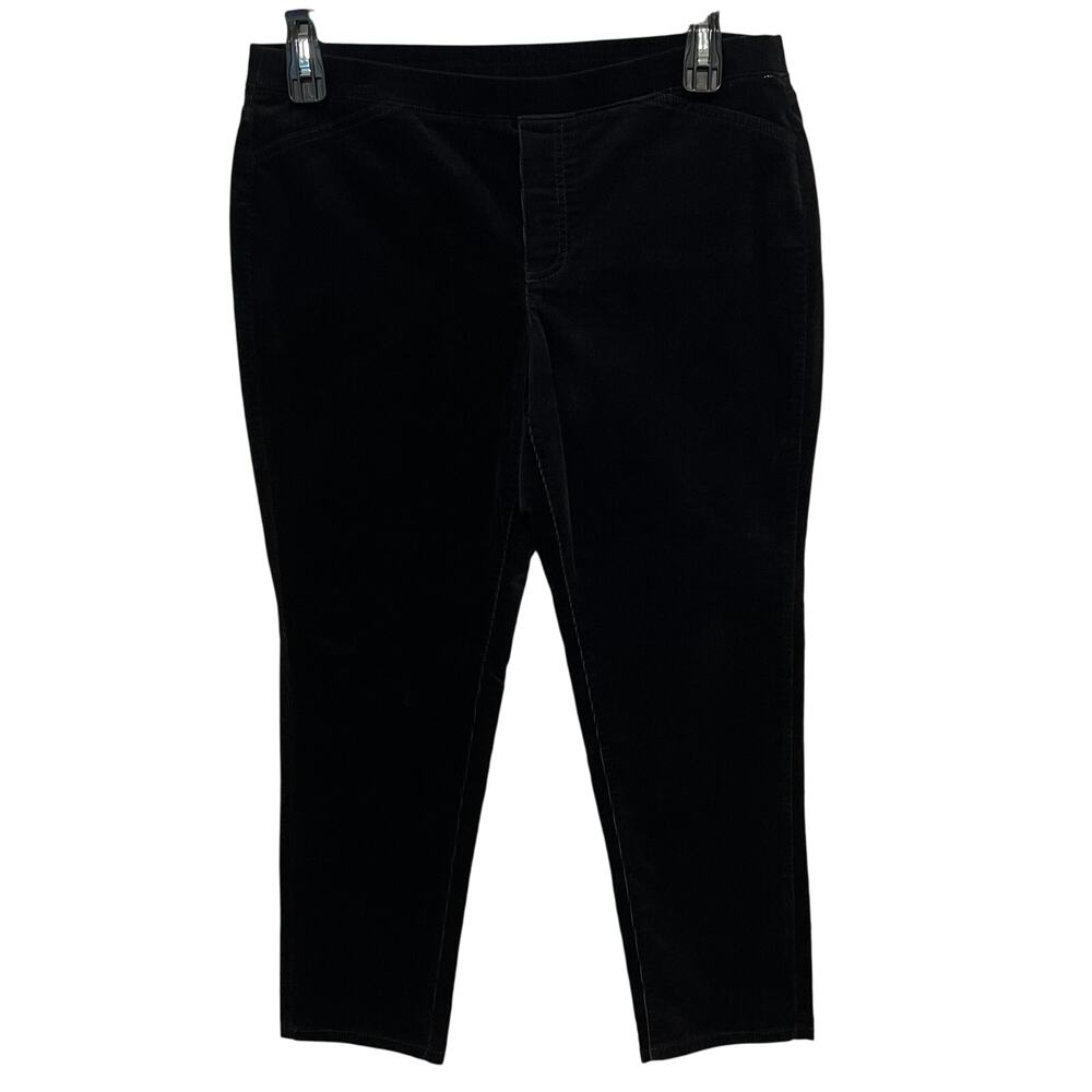 J. Jill Pull On Black Corduroy Velvet Pants Medium Petite MP Stretch Elastic